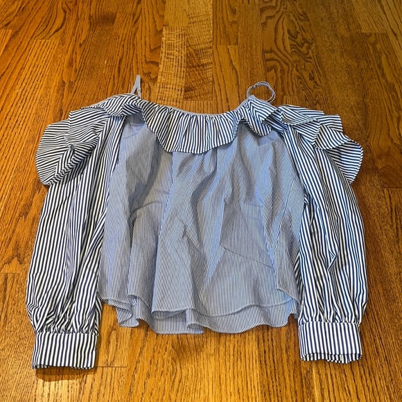 Parker Woman’s Blue Striped Open Shoulder Top Size XS - Picture 1 of 6